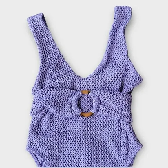 Montce Lavender Textured One Piece Swimsuit - Picture 4 of 9